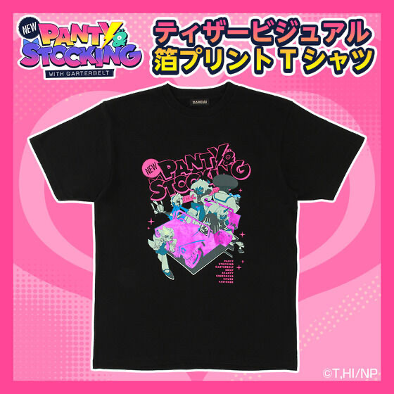 242239 Pbandai 預訂2026/2月 New PANTY ＆ STOCKING with GARTERBELT ティザービジュアル箔プリントTシャツ