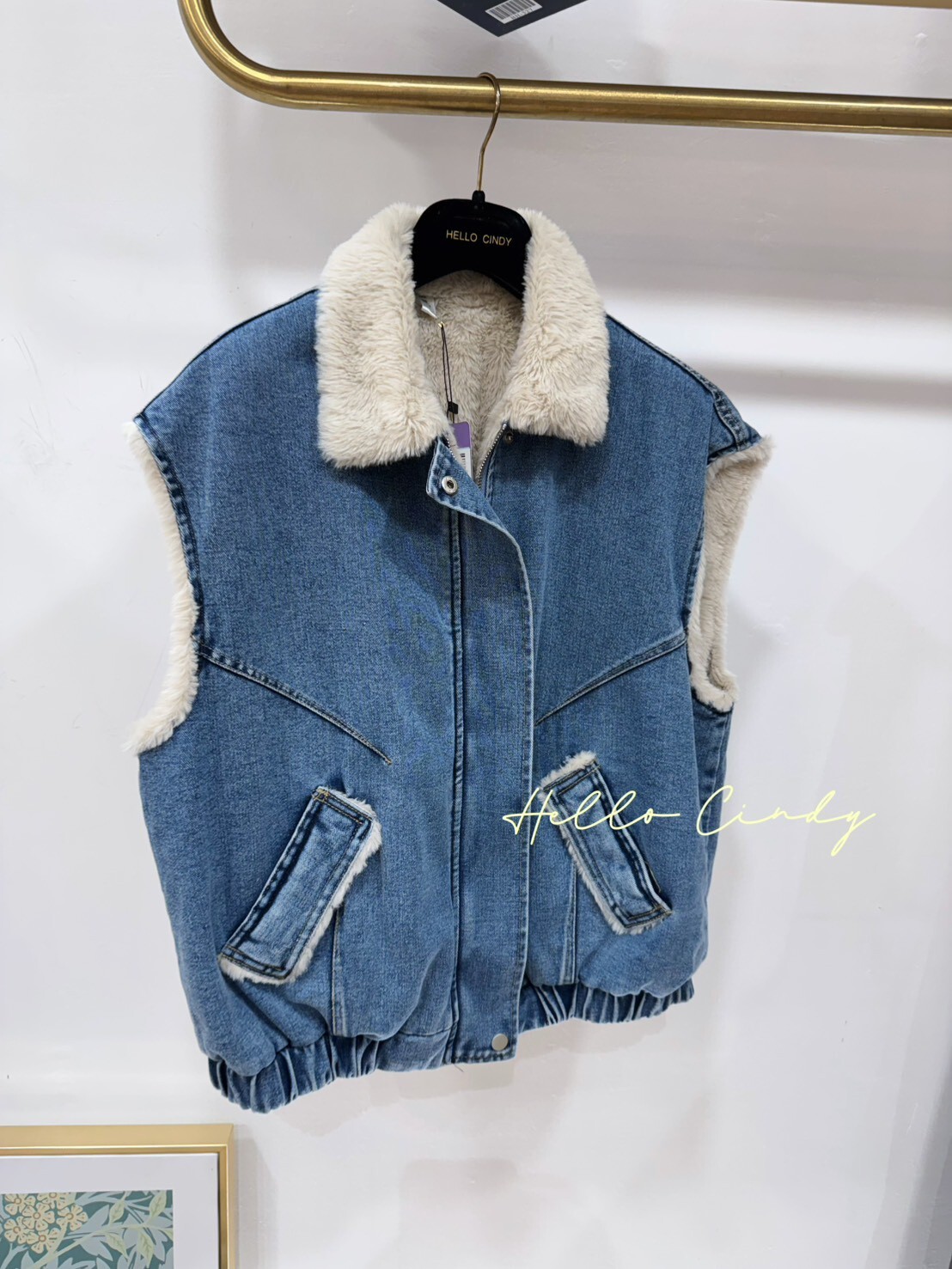 B12062 好好看的暖呼呼牛仔毛毛背心