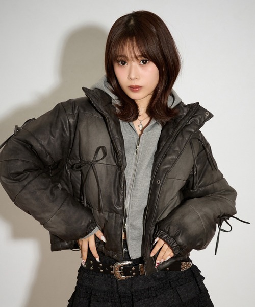 日本🇯🇵連線 Apres jour mignon 復古蝴蝶結綁帶霧感皮外套 綁帶 復古 蝴蝶結 皮外套 外套 外搭 3色(任買兩件711免運)/預購