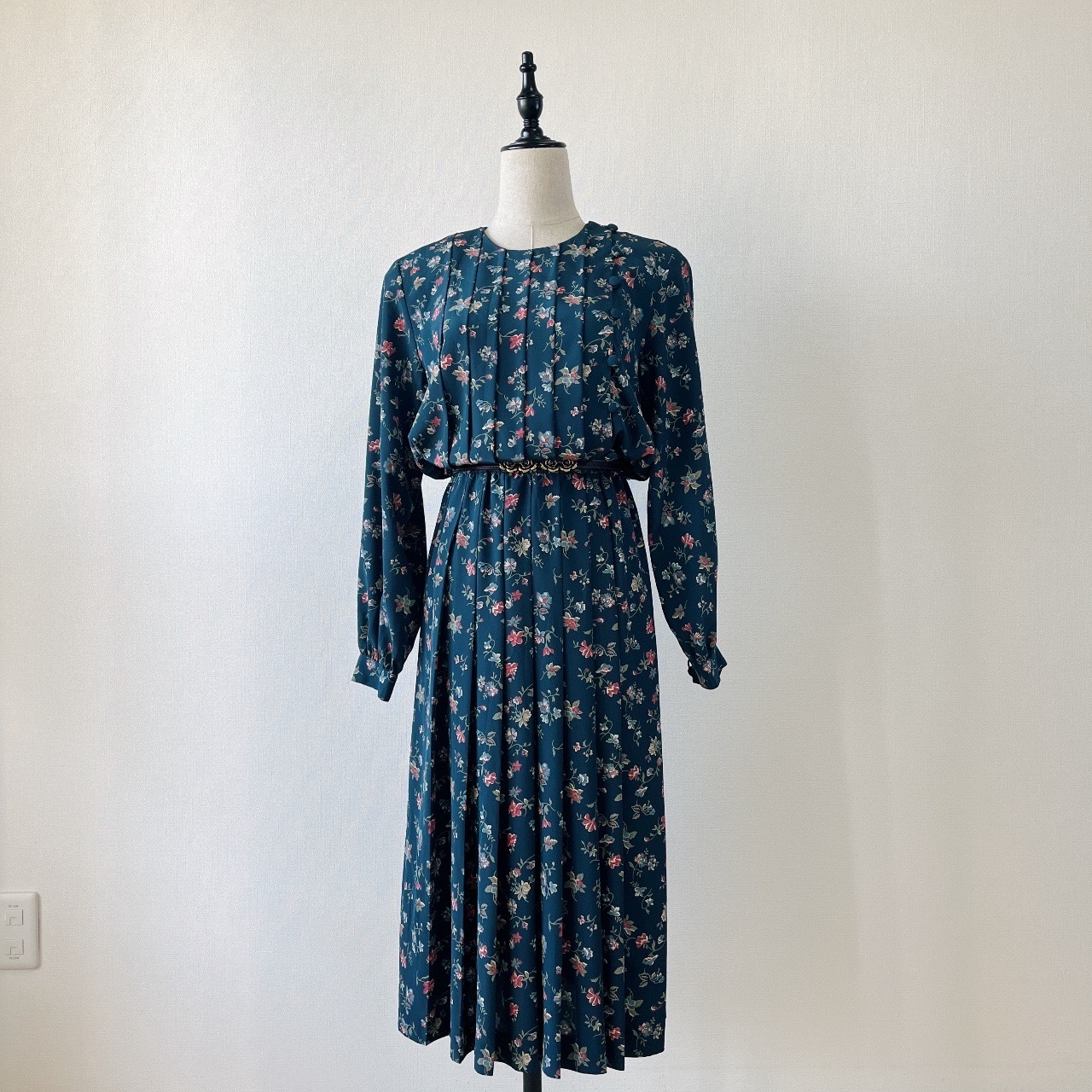 Talbots香港製湖水綠色花卉連身裙