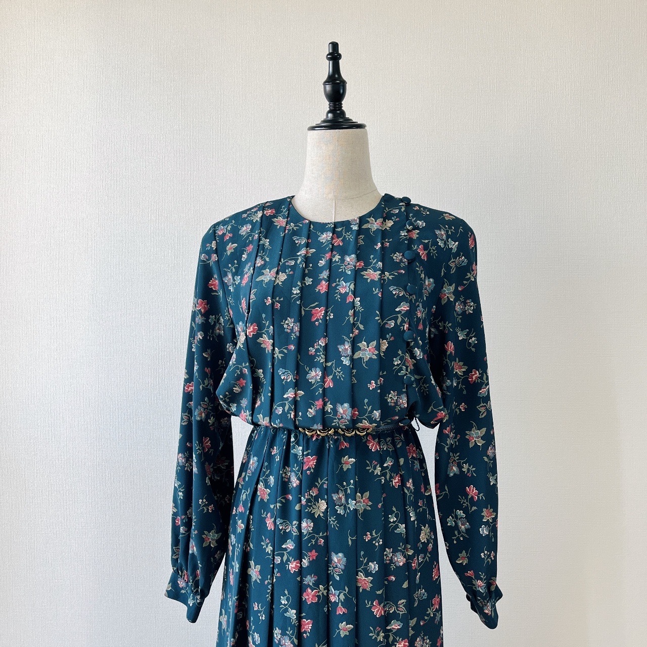 Talbots香港製湖水綠色花卉連身裙