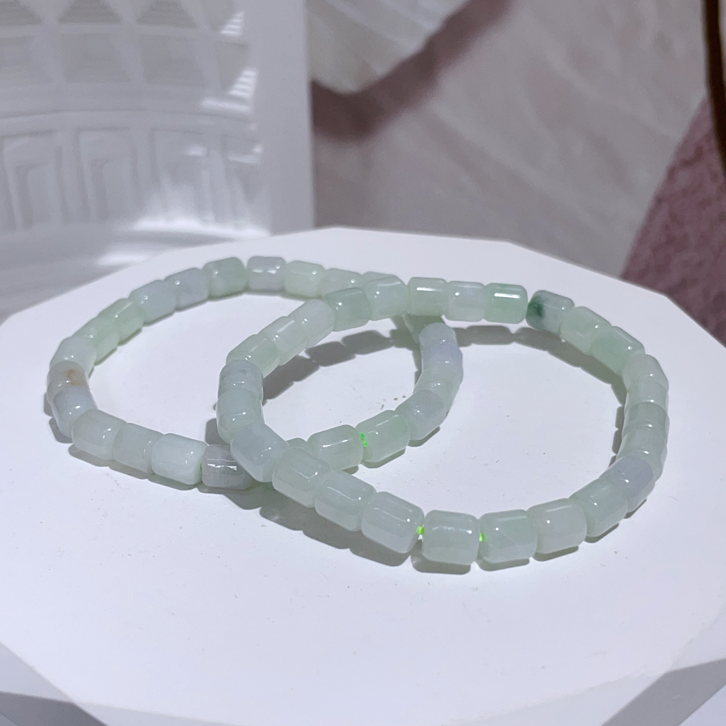 翡翠桶珠手串 5+mm