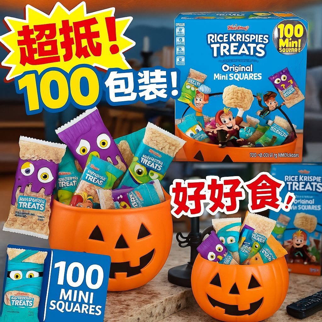 【預購】Q120908 Kellogg's 米花糖萬聖節迷你方塊，100個裝。