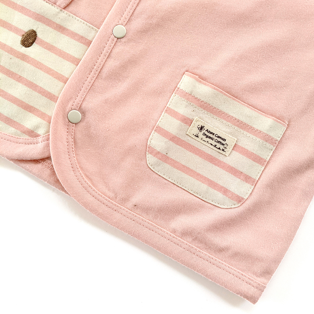 有機棉兒童/幼兒條紋熊小外套-粉紅 | 藍天畫布有機棉