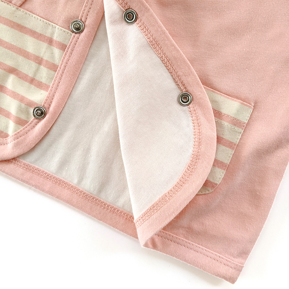 有機棉兒童/幼兒條紋熊小外套-粉紅 | 藍天畫布有機棉