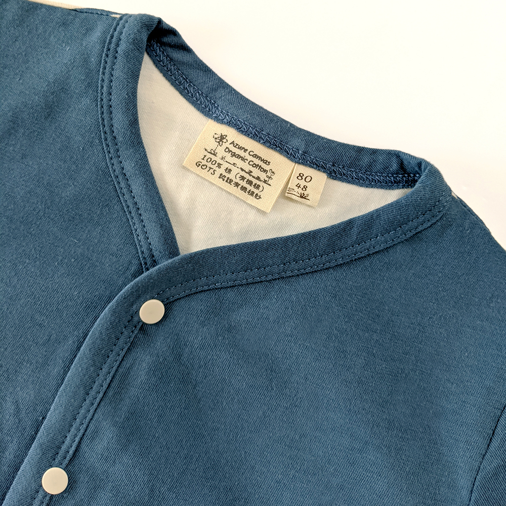 有機棉兒童/幼兒條紋熊小外套-靛藍 | 藍天畫布有機棉