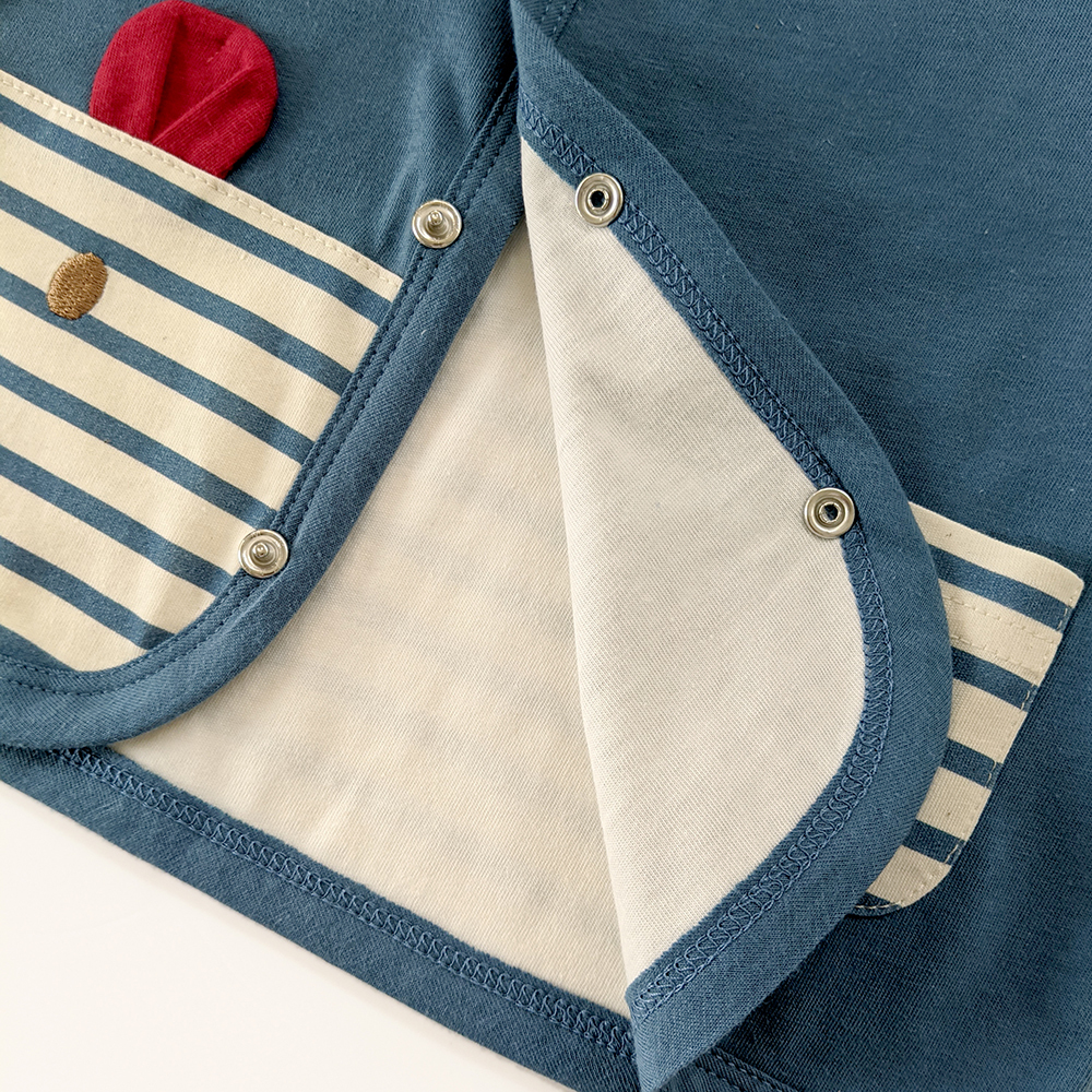 有機棉兒童/幼兒條紋熊小外套-靛藍 | 藍天畫布有機棉