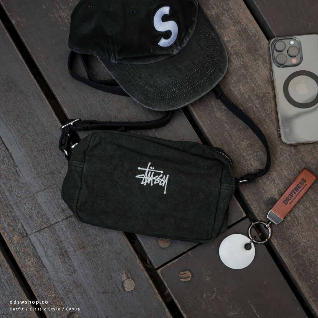 "現貨" STUSSY WAXED CANVAS SIDE POUCH 蠟布側背小包 霧黑色