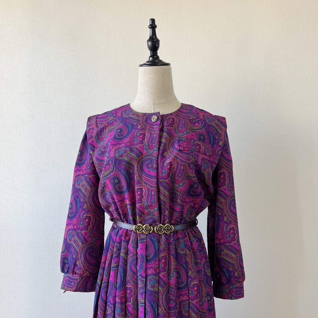 美國製紫色腰果花連身裙