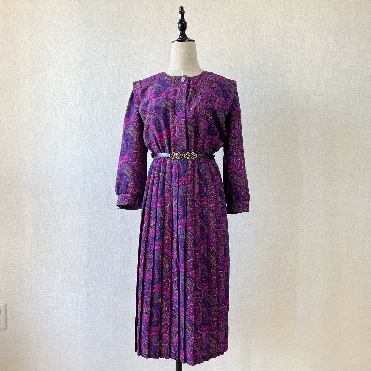 美國製紫色腰果花連身裙