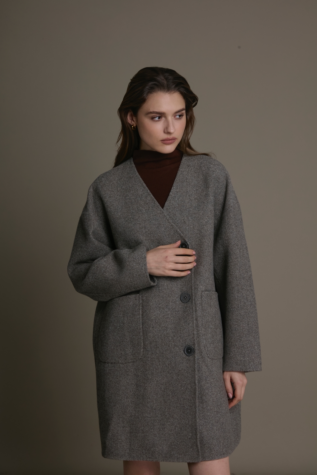 90% 羊毛連帽圍巾兩穿大衣