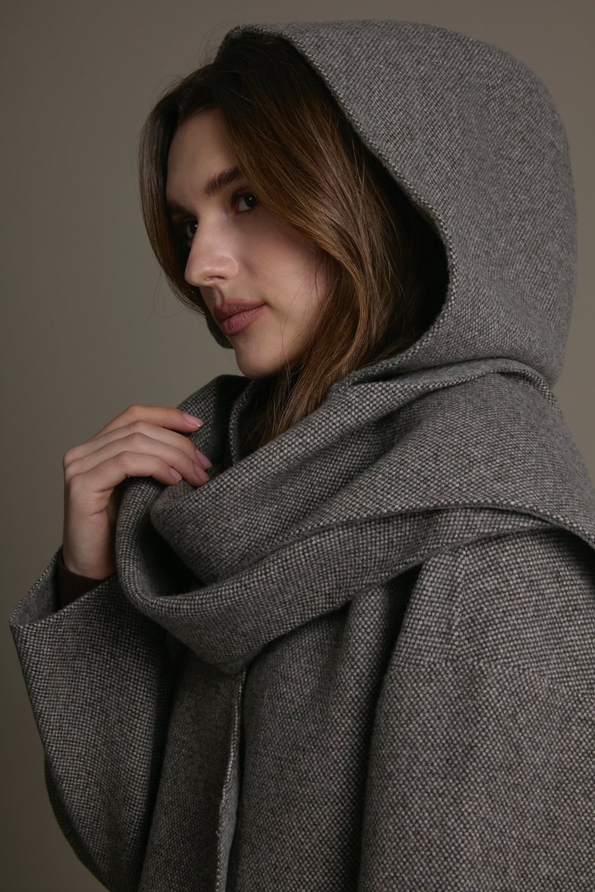 90% 羊毛連帽圍巾兩穿大衣