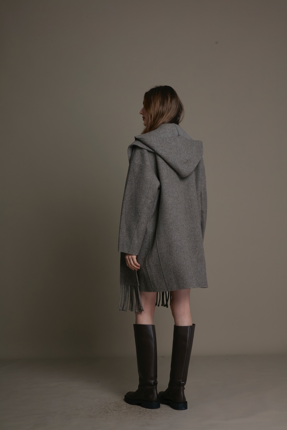 90% 羊毛連帽圍巾兩穿大衣