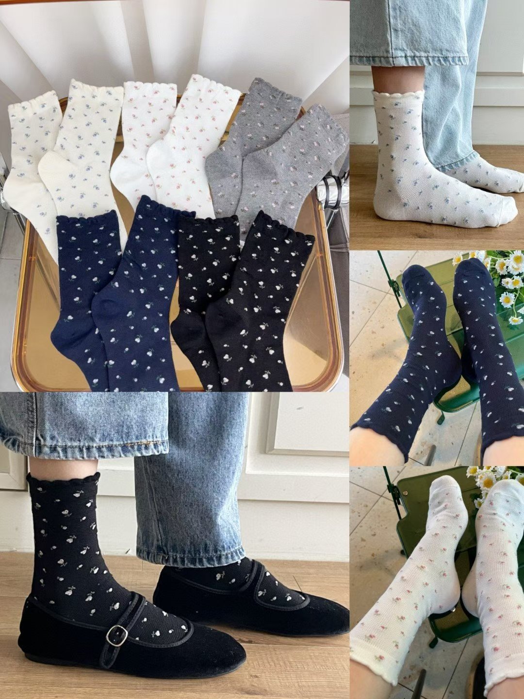 CT5349 田園小花長襪 (任選5對$75/ 任選10對 $138)