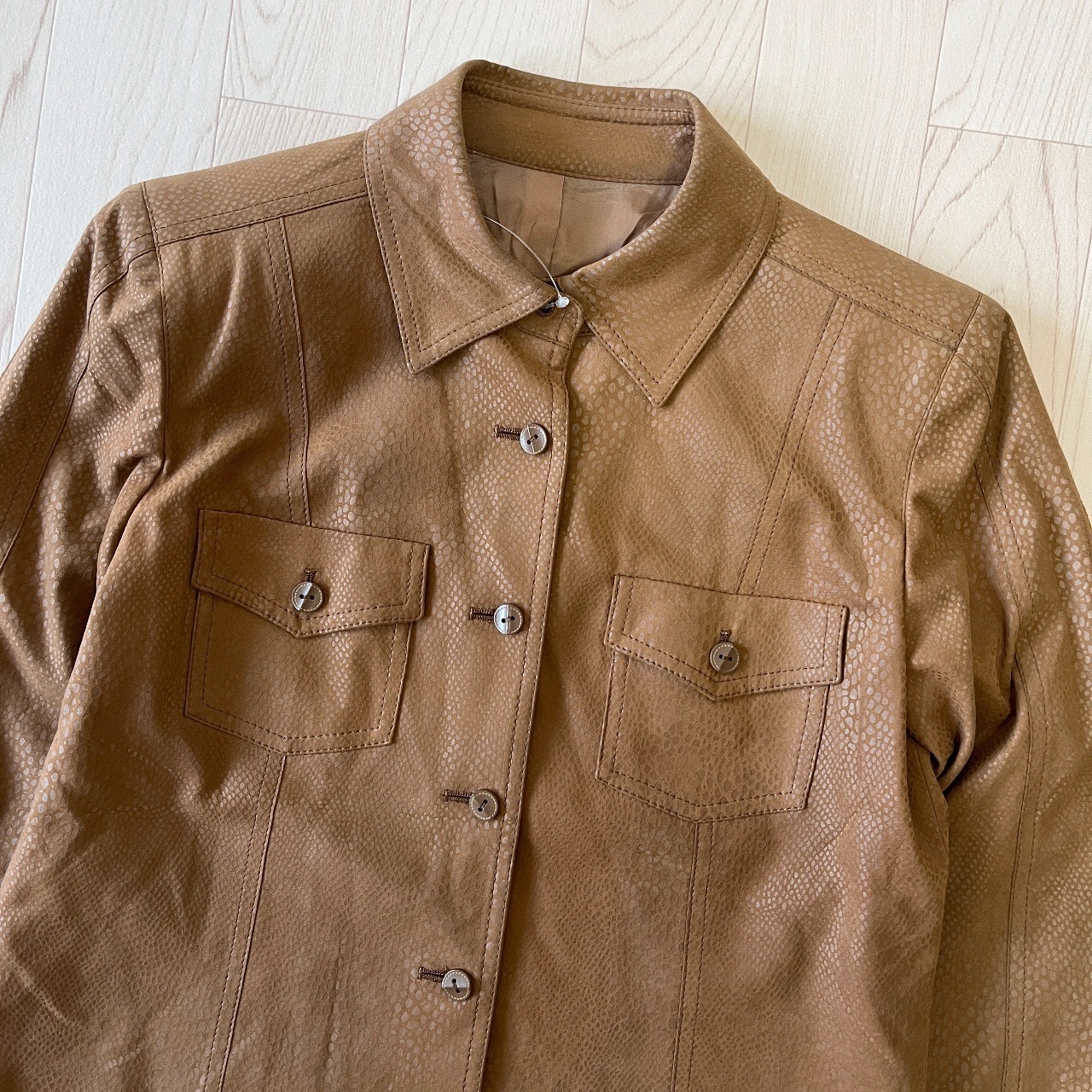 Leilian日本製啡色仿皮外套