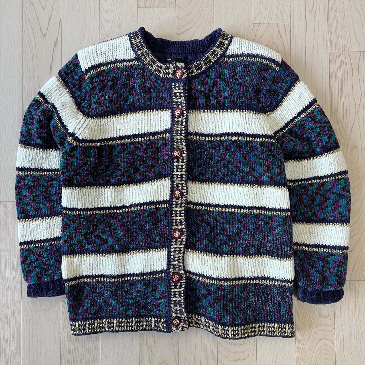 藍白色雪尼爾紗橫間毛衣