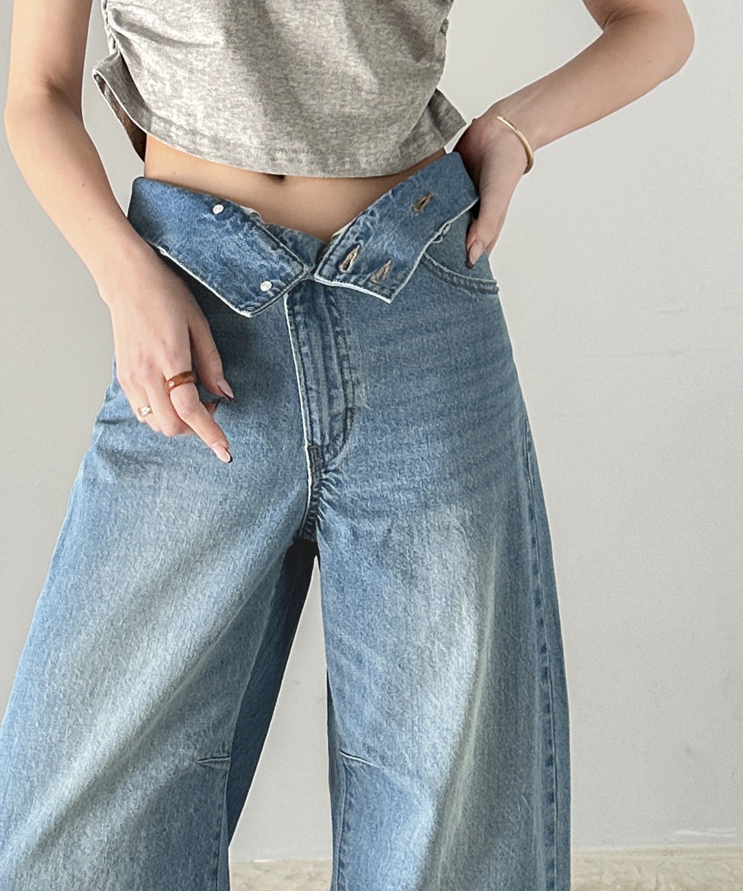 🇯🇵 日系品牌 JAVA 不對稱雙扣 反折 彎刀褲 繭型褲 寬褲 長褲 / 預購