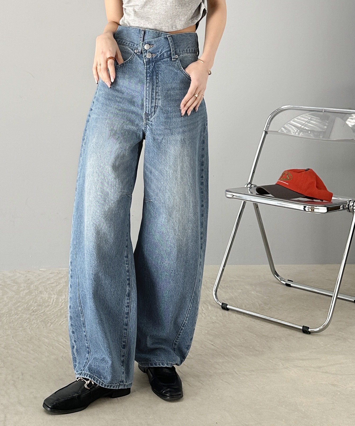 🇯🇵 日系品牌 JAVA 不對稱雙扣 反折 彎刀褲 繭型褲 寬褲 長褲 / 預購