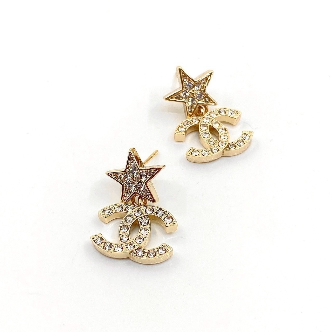 18k香奶奶五角星雙c”高奢定製耳釘