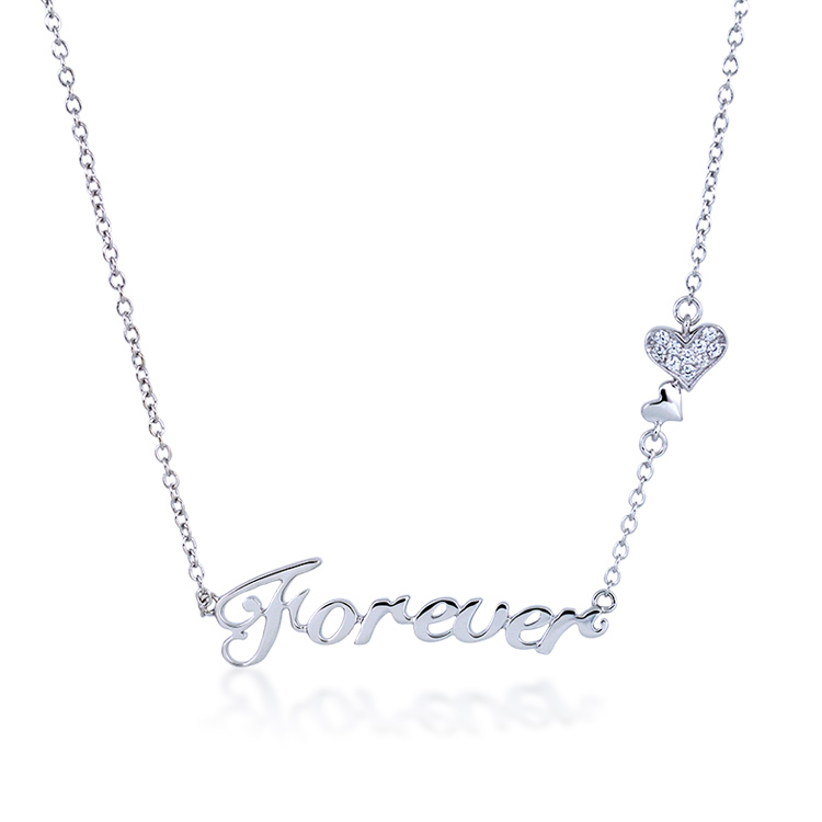 925純銀「Forever」晶鑽套鍊 (16吋)-ADSNS0009