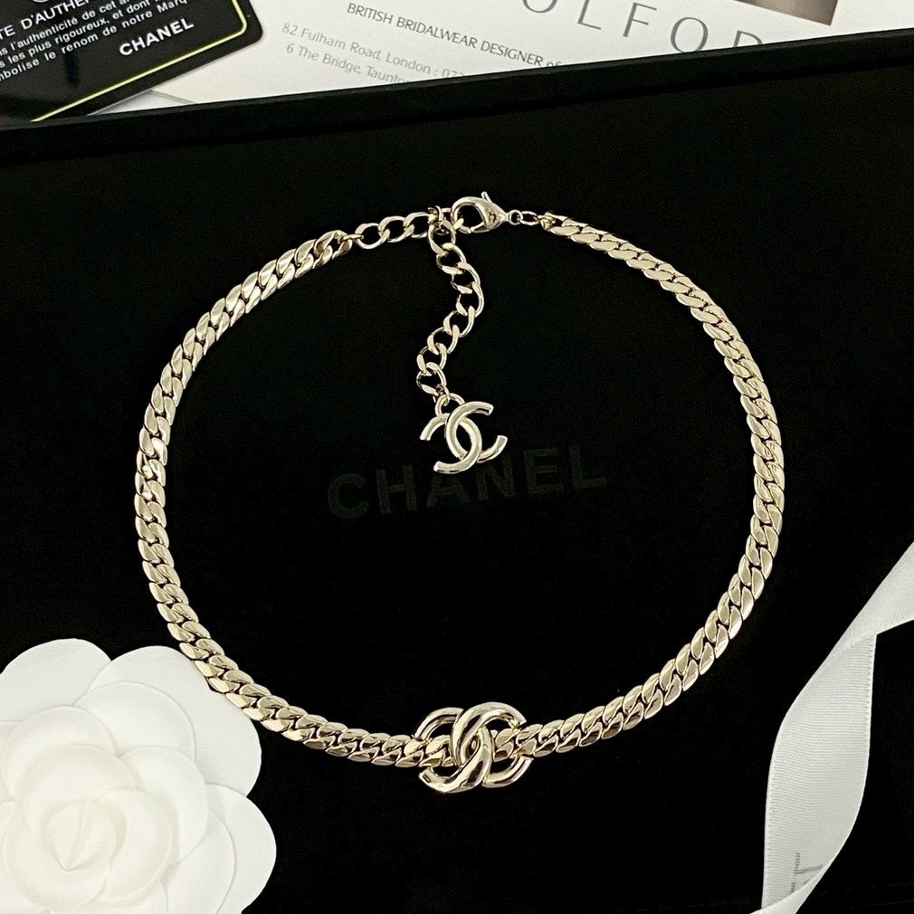 18k 香奶奶25”經典雙c金釦粗蛇骨choker高奢定製鍊
