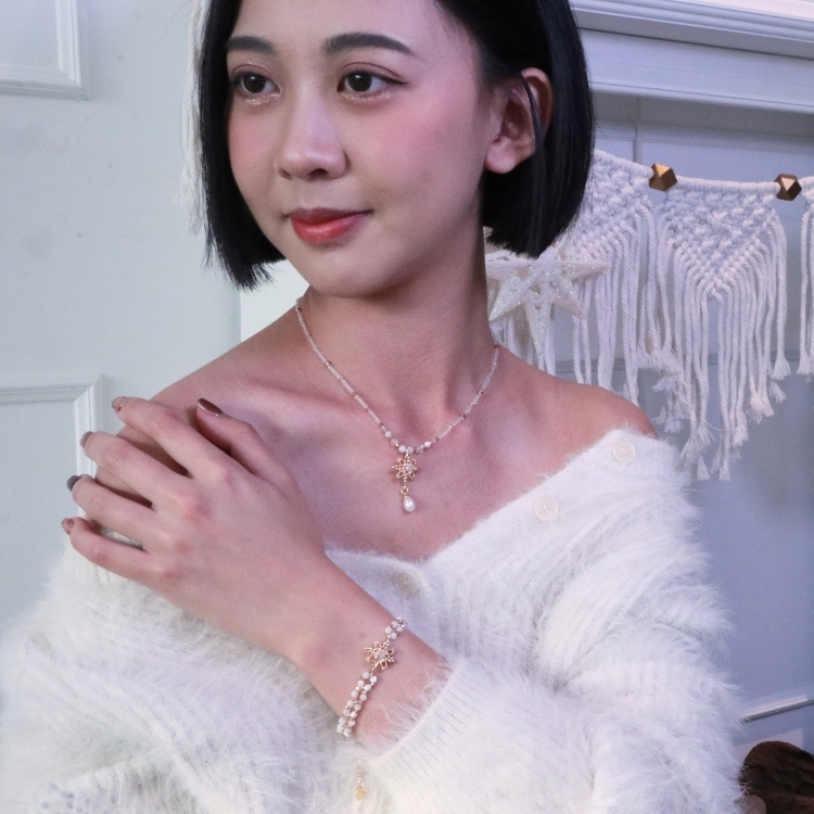 金雪微曦 白水晶 天然珍珠 項鍊 手鏈 獨家設計款