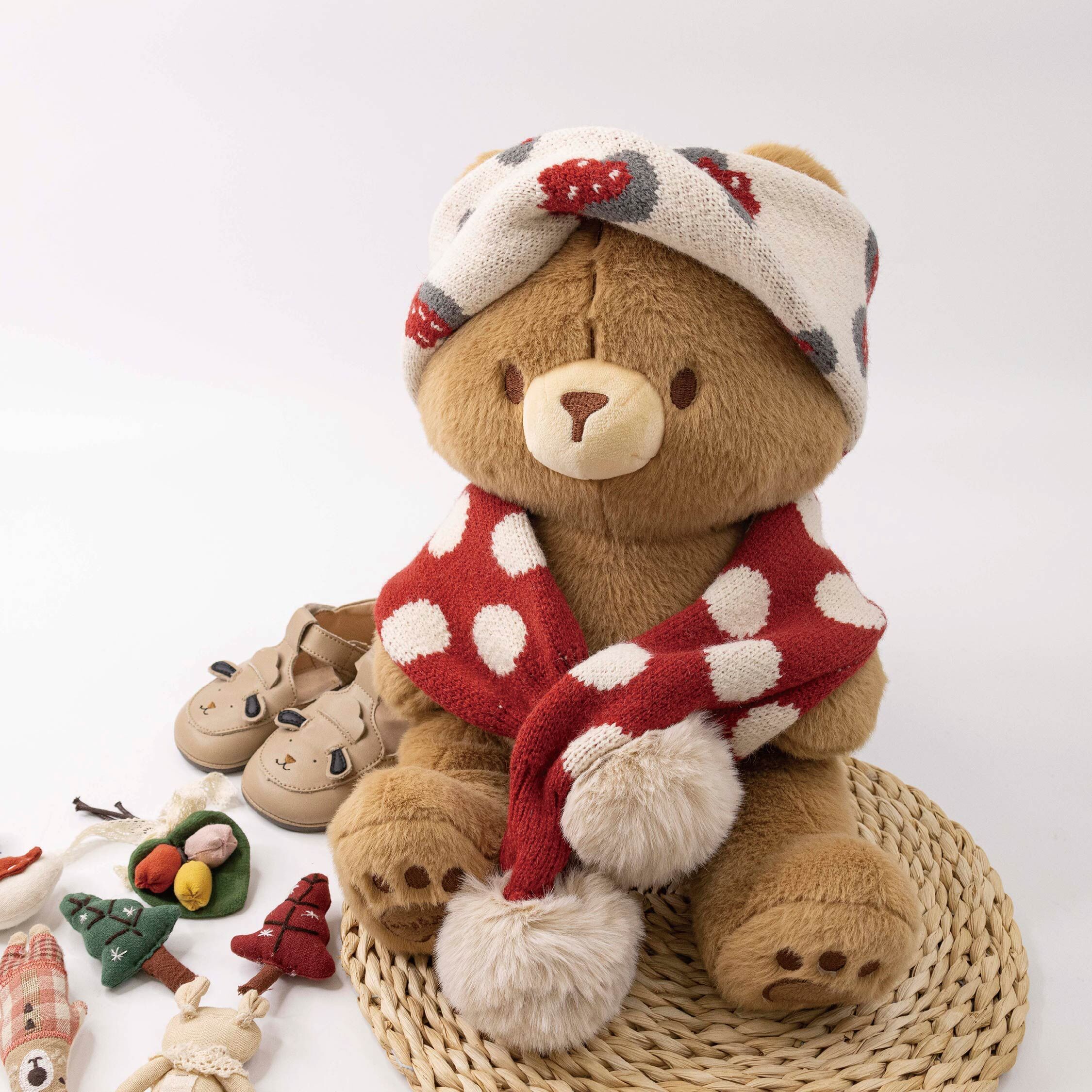 【JA3041】紅白雪球針織圍巾/圍脖*二色