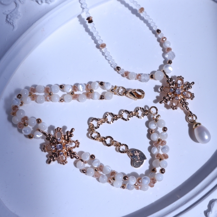 金雪微曦 白水晶 天然珍珠 項鍊 手鏈 獨家設計款