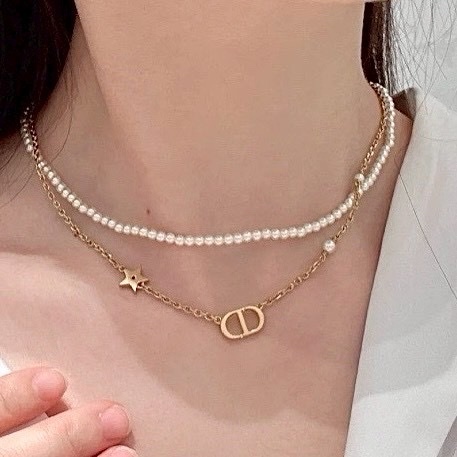 18k CD”經典雙層小珍珠星空’高奢定製choker/項鍊