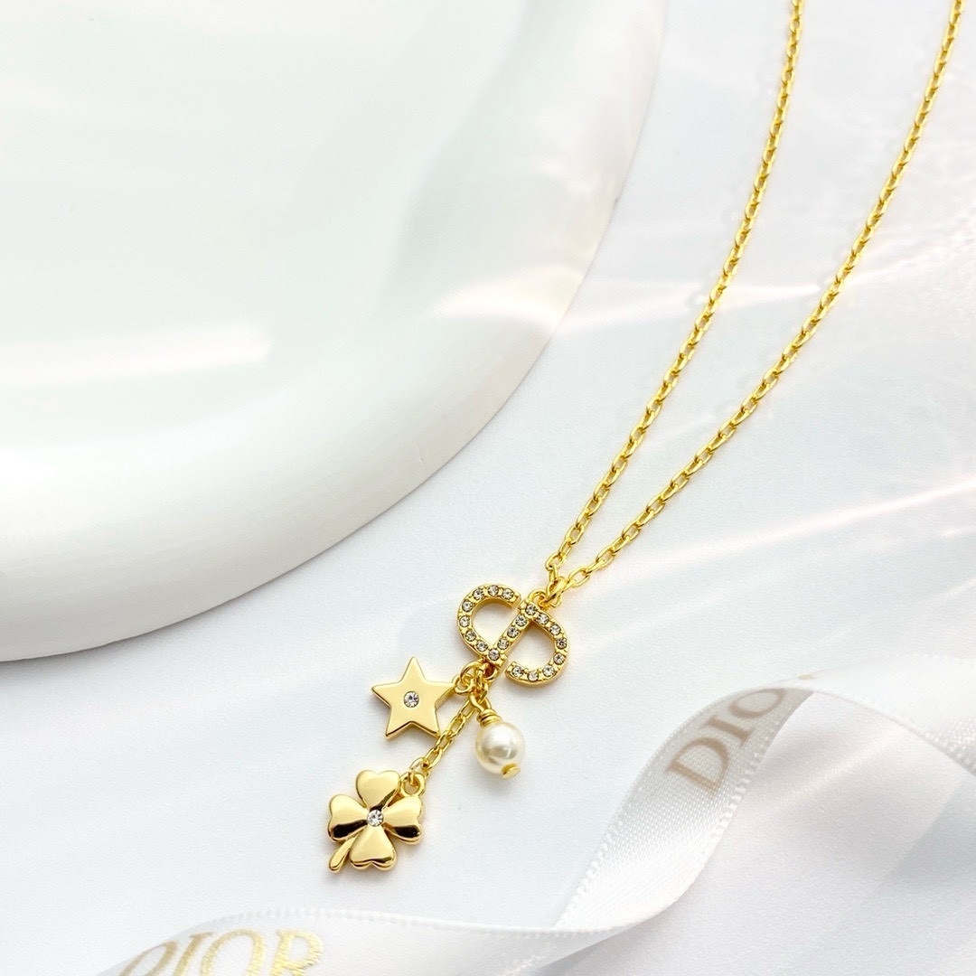 18k Dr”四葉草珍珠星空流蘇墜’高奢定製項鍊