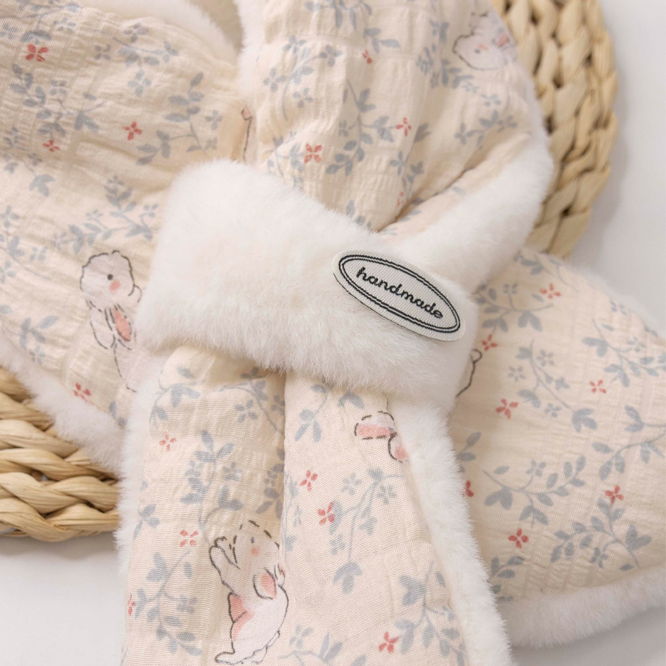 【JA3040】花園兔兔毛茸茸圍巾/圍脖＊二色