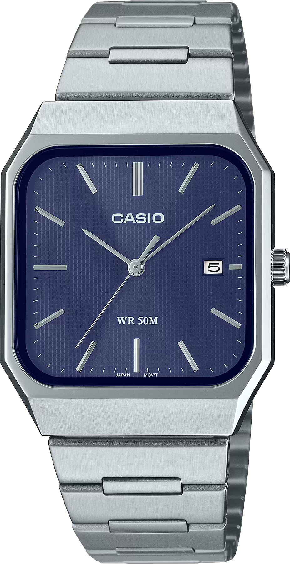 萬年鐘錶 - CASIO 卡西歐 正方形復古外觀藍色面盤中性男女錶  MTP-B185D-2A1  錶徑32.5MM