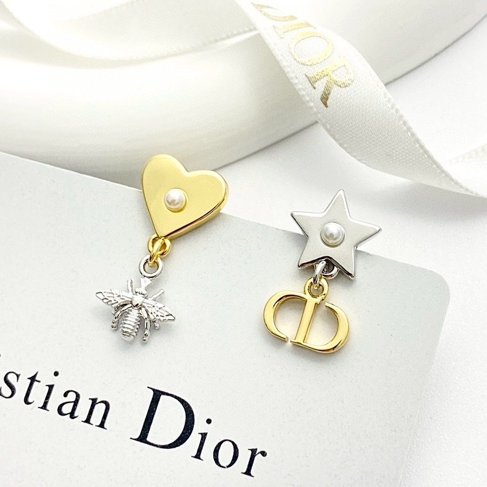 18k CD”金銀星空蜜蜂撞色小墜’高奢定製耳環