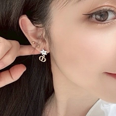 18k CD”金銀星空蜜蜂撞色小墜’高奢定製耳環