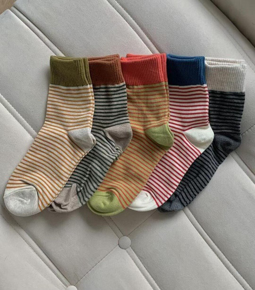 CT5365 撞色幼間條長襪 (任選5對$75/ 任選10對 $138)