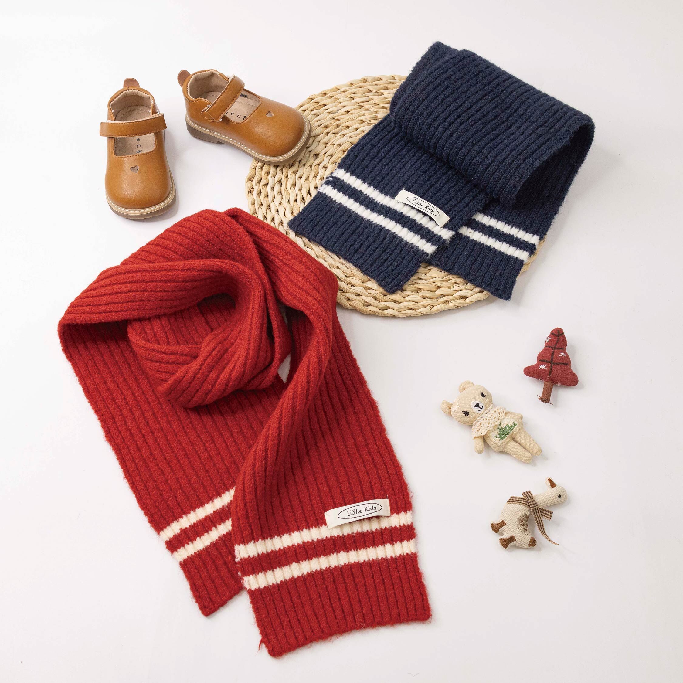 【JA3038】白條簡約針織圍巾*二色