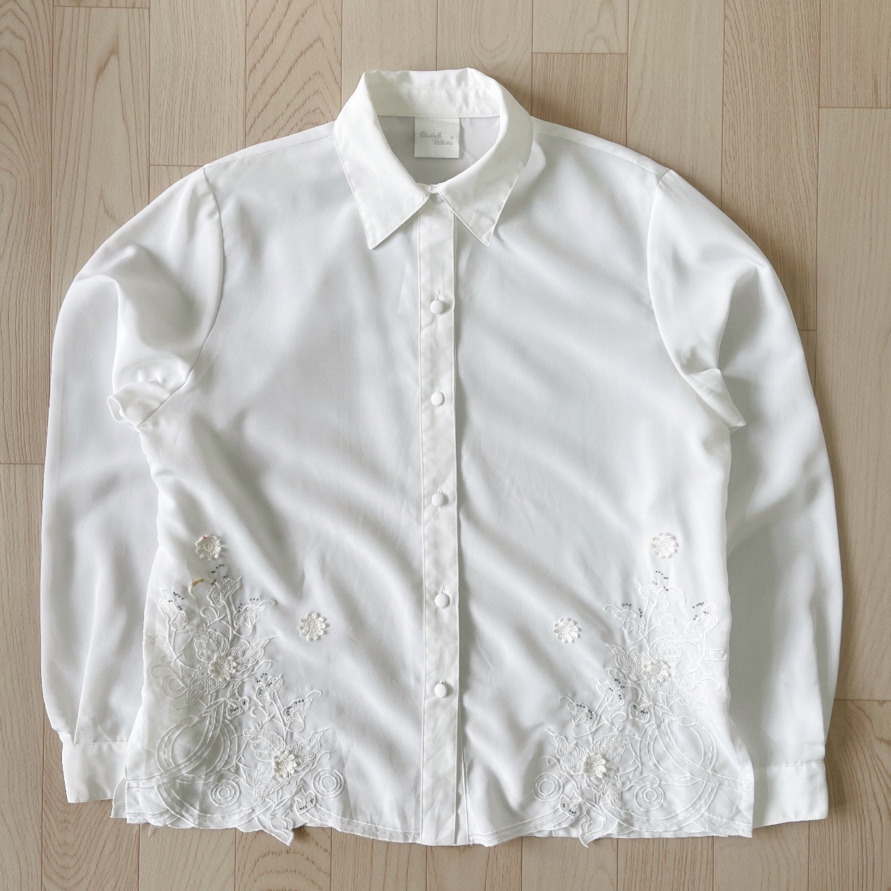 白色刺繡花園古著上衣