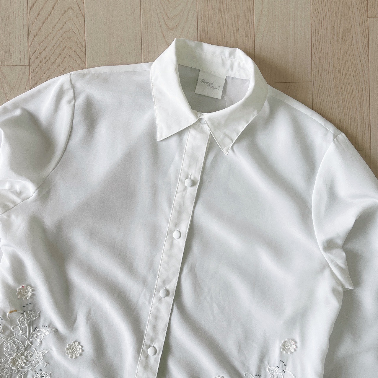 白色刺繡花園古著上衣