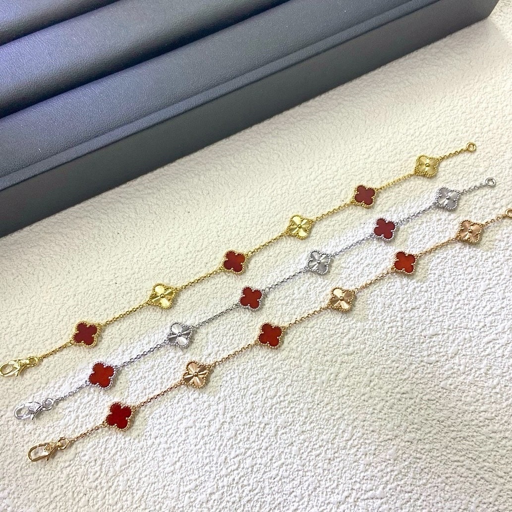 18k”mini六花四葉草”間隔鐳射”高奢定製手鍊