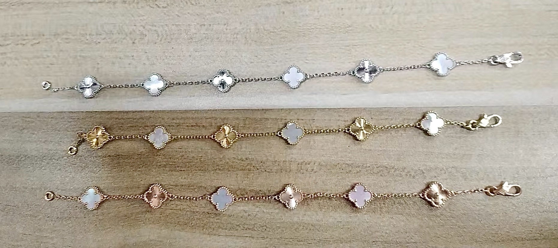 18k”mini六花四葉草”間隔鐳射”高奢定製手鍊