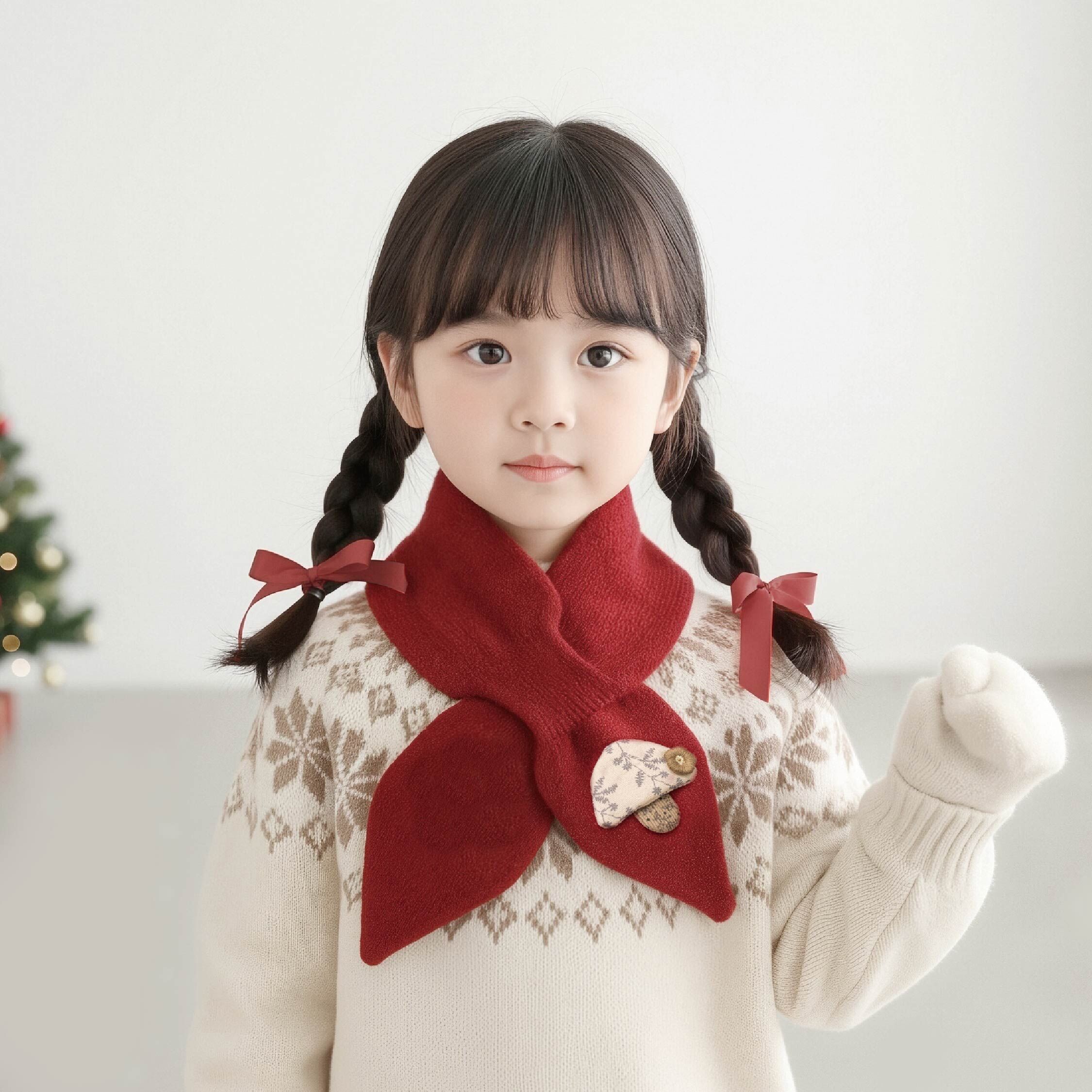 【JA3037】森林菇菇針織圍巾/圍脖*二色