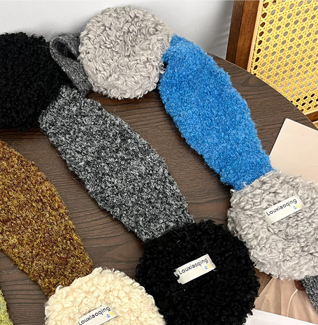 《6445》撞色羊羔絨保暖綁帶耳罩