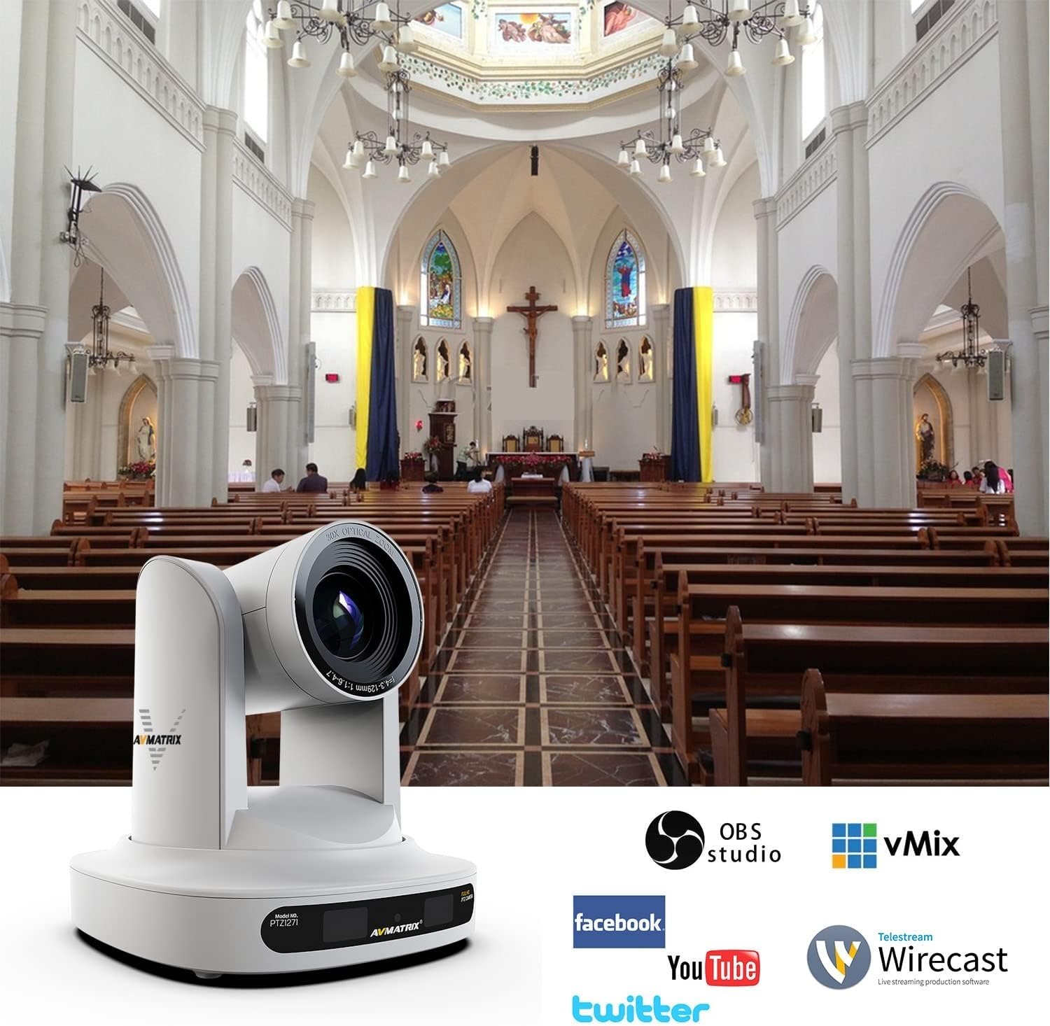 AVMATRIX P30A-WH Eagle AI 追蹤 FHD PTZ 30 倍光學變焦攝控一體攝錄機（白色）