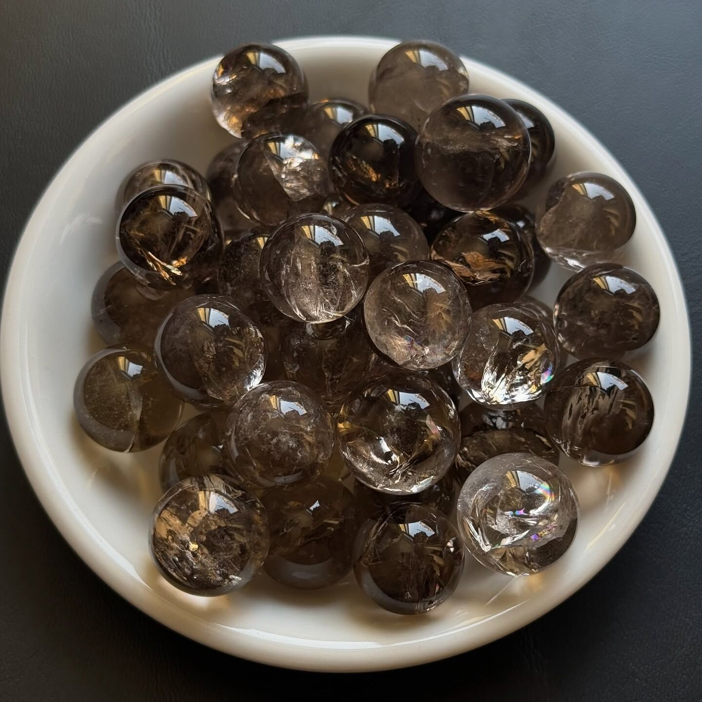 [原石] 爆彩茶晶 水晶小球