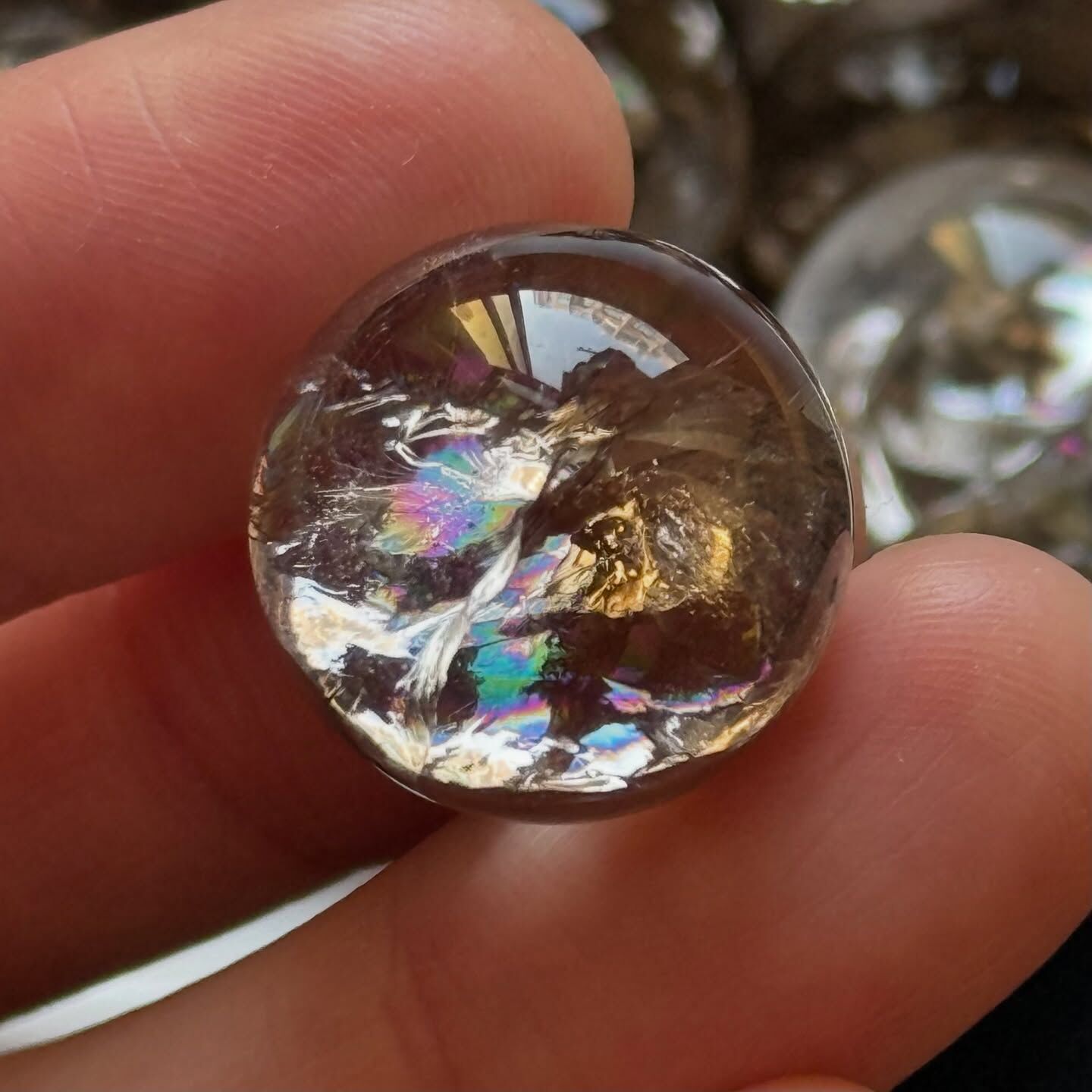 [原石] 爆彩茶晶 水晶小球