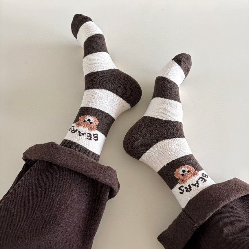 CT5367  柔軟保暖羊絨小熊襪 (任選2對$48/ 任選5對 $90)