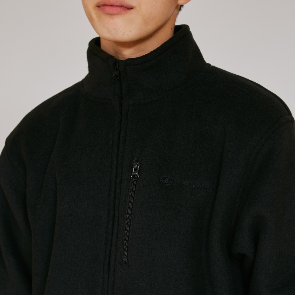 男款- CASUAL 立領小C 刺繡刷毛外套 -黑色（C3-C607-090）