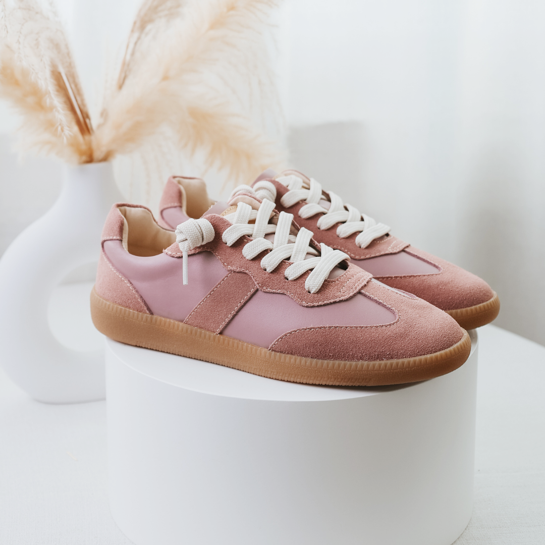 艾蜜莉真皮德訓鞋 莓果粉粉