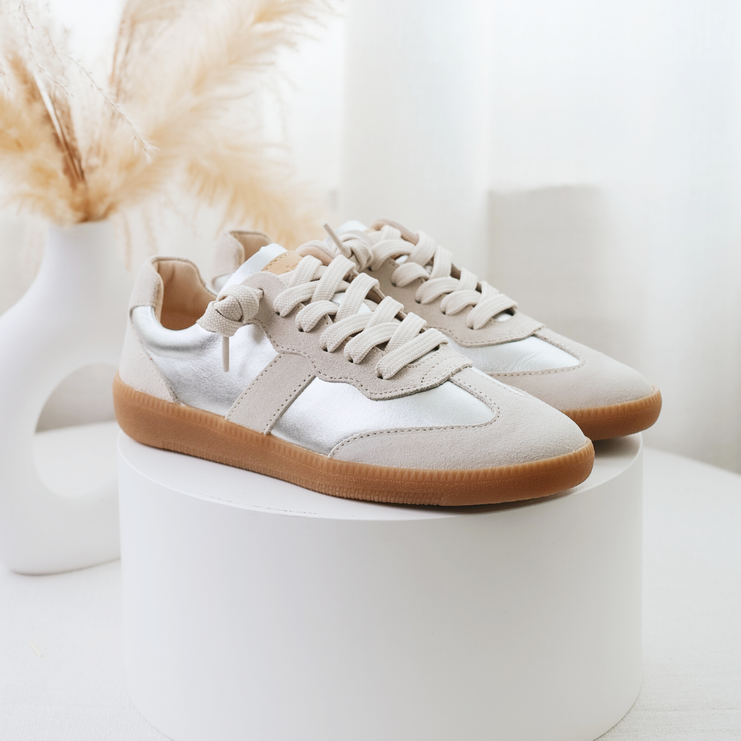 艾蜜莉真皮德訓鞋 銀米色(真皮女鞋/防潑水/超輕量)