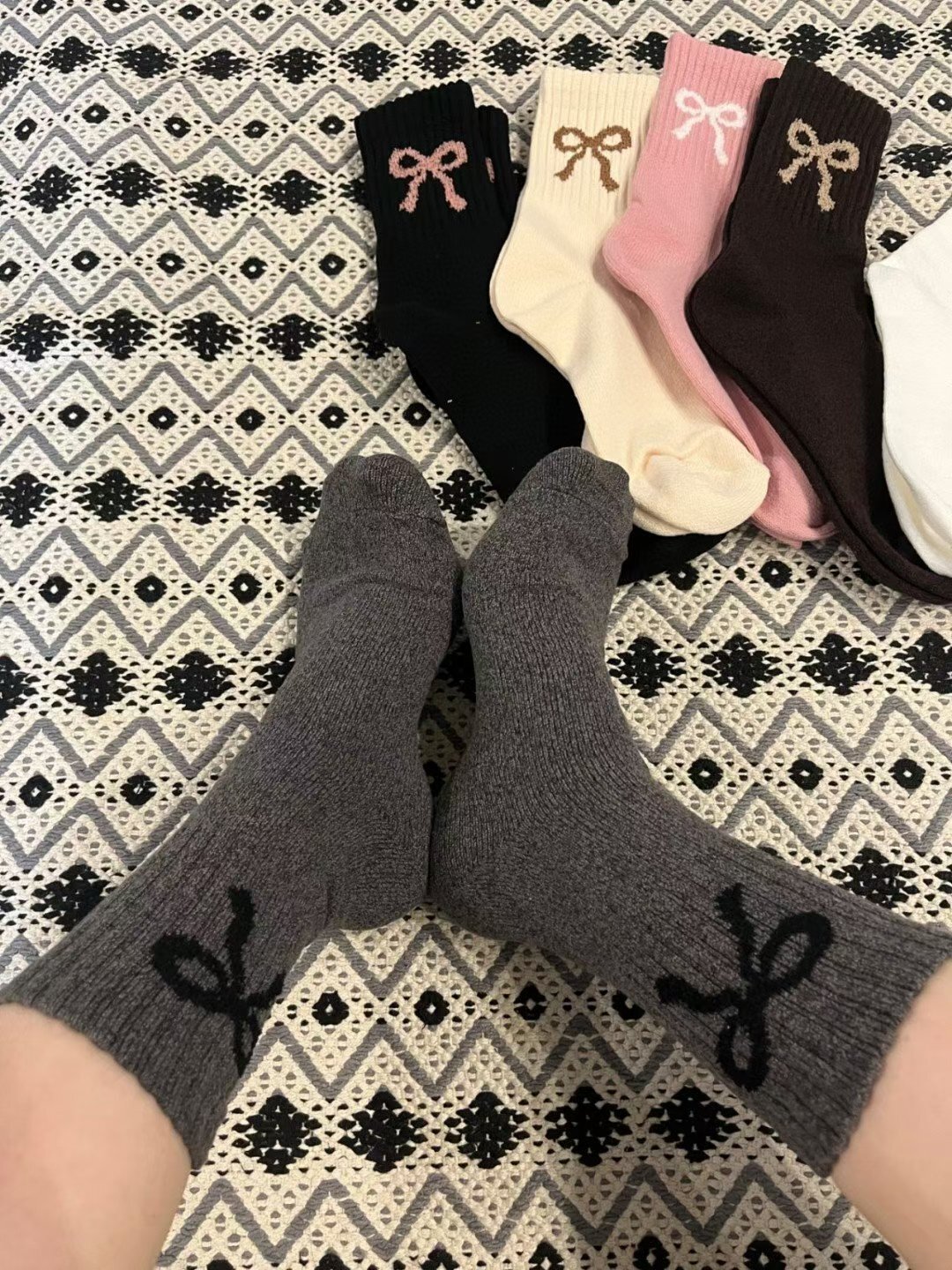 CT5368 羊絨蝴蝶結襪 (任選2對$48/ 任選5對 $90)